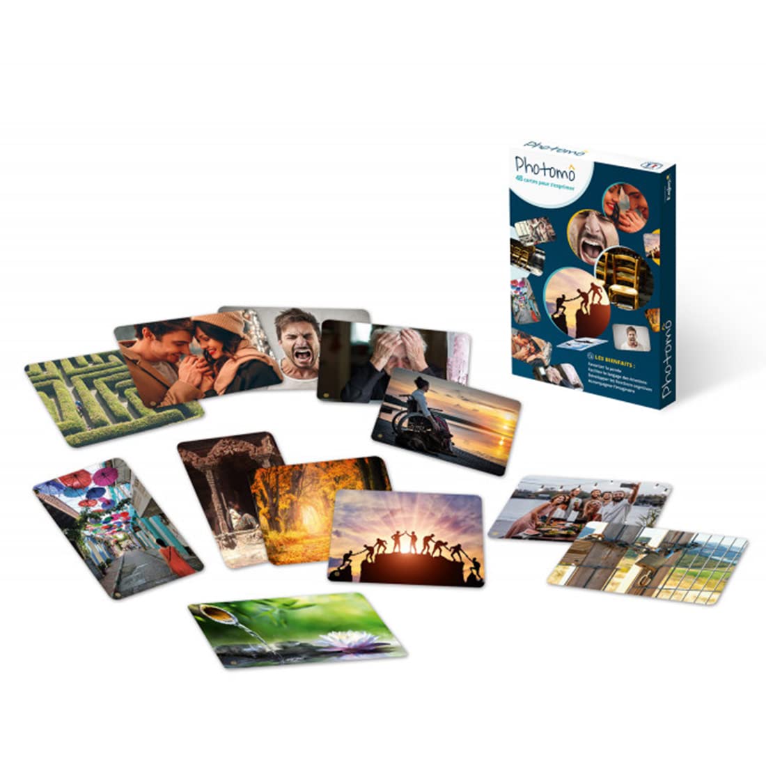 Enjoy Art - Jeu de Cartes Photomô – 48 Cartes Postales pour S’Exprimer – Développement Personnel & Coaching – Outil Thérapeutique – Gestion des Émotions & Intelligence Émotionnelle - Enfant, Adulte
