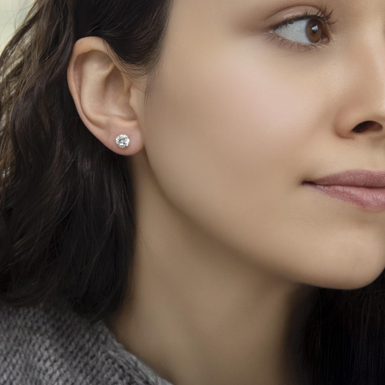 Damen Rund kubic Zirkonia Ohrstecker 9k(375) Gelbgold