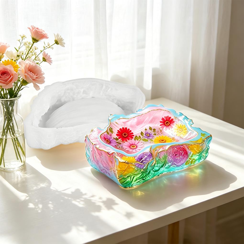 Stampi per Resina Epossidica Piatto Stampi Silicone Vassoio Soap Dish Resin Mold Stampi per Colata Portasapone DIY Piatto di Frutta Contenitori di Stoccaggio