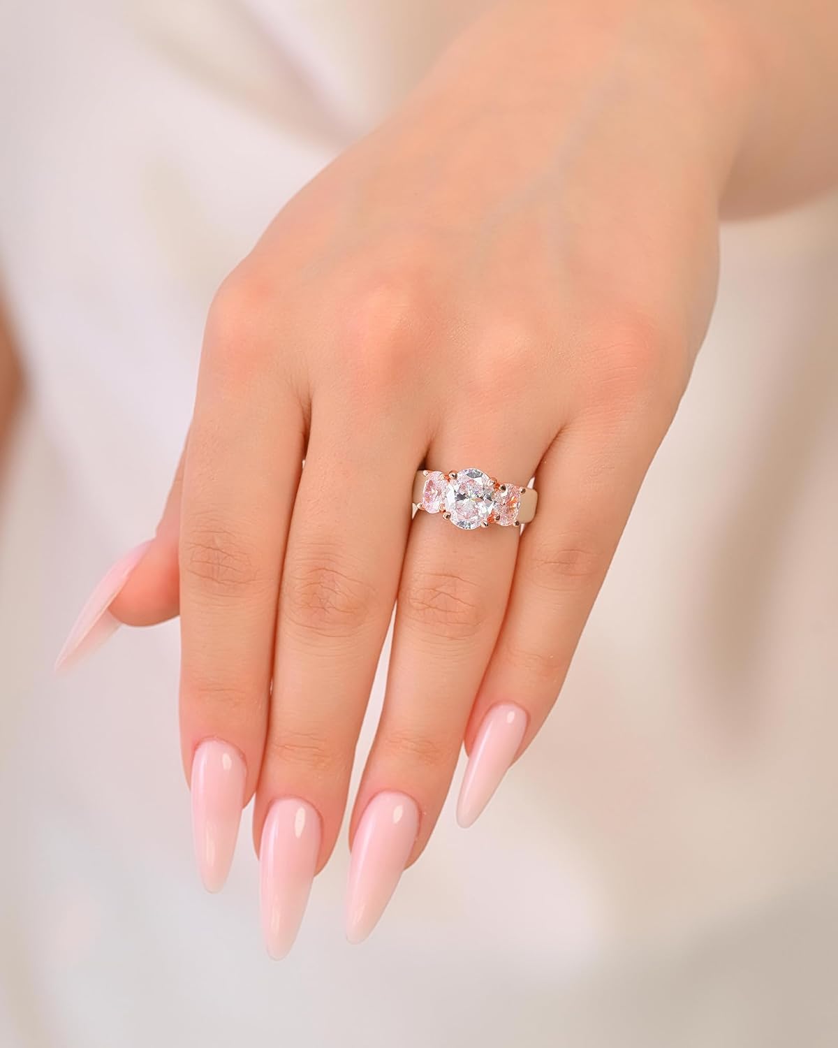Rinfit Women's Silicone Ring, Oval Cut Three-Stone CZ