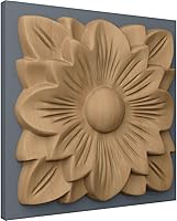 Vista 5 de Ekena Millwork ROS03X03SPAL Roseta cuadrada primaveral, 3 1/2"W x 3 1/2"H x 1/2"P, aliso