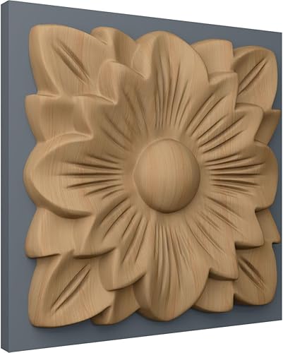 Vista 5 de Ekena Millwork ROS03X03SPAL Roseta cuadrada primaveral, 3 1/2"W x 3 1/2"H x 1/2"P, aliso