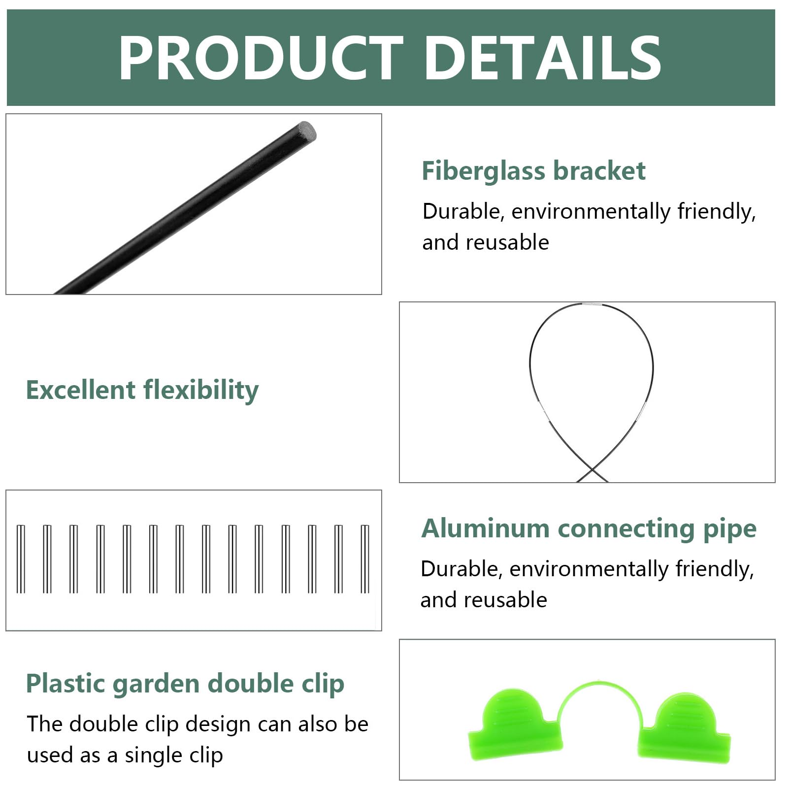 ULELE 36Pcs Garden Hoops for Netting Black Garden Tunnel Hoops for Row Cover Garden Hoops Grow Tunnel Hoop House Greenhouse Tunnel Arches Garden Hoops for Raised Beds 30 Galvanized Joints - Image 3