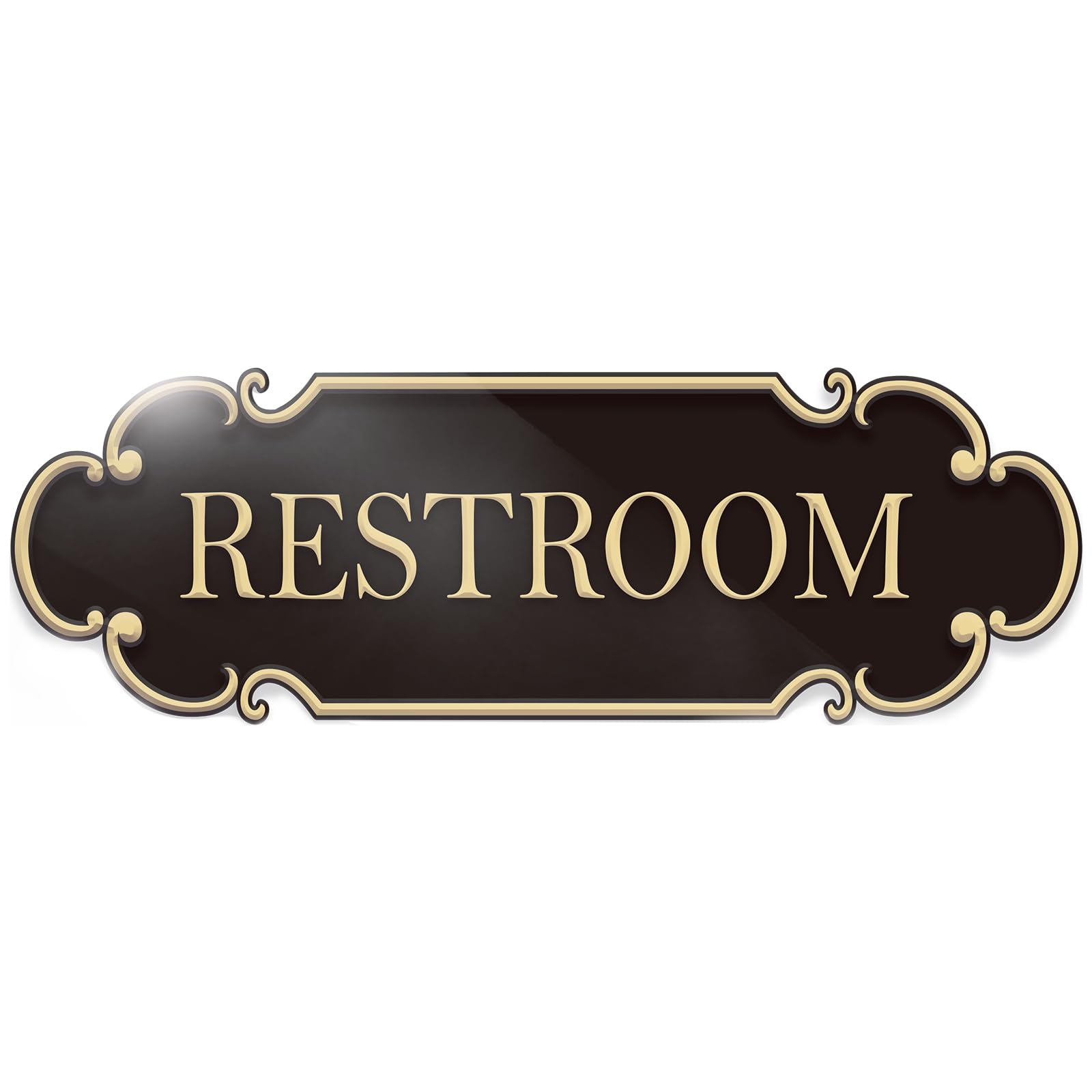 Restroom Bathroom Door Sign 9x3 inch Spay Gold - Self-adhesive Signage for Offices Home Business
