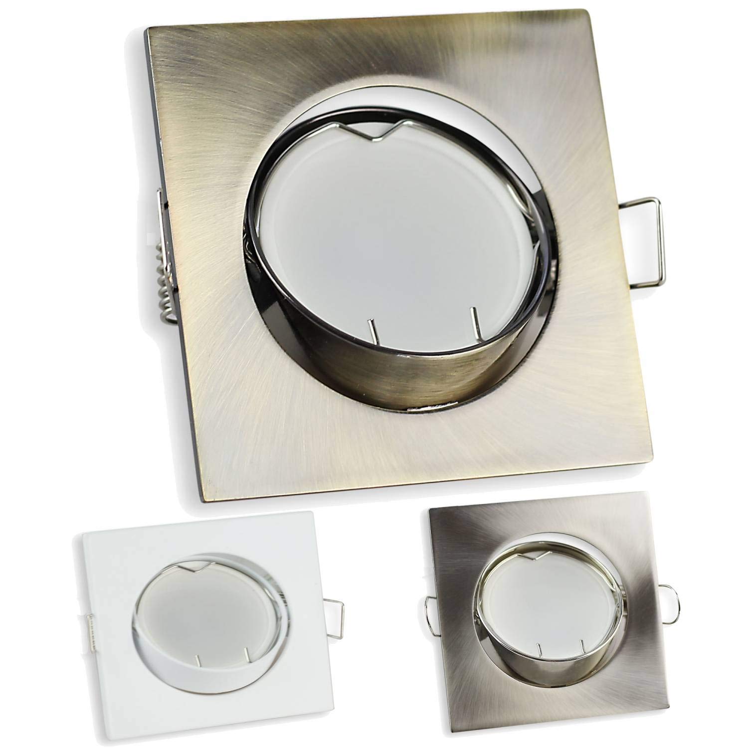 Foco empotrable LED cuadrado 230V - plateado y plano con aleación satinada, caracterizado por su elegante apariencia - regulable y orientable para una óptima iluminación - incl. | blanco neutral