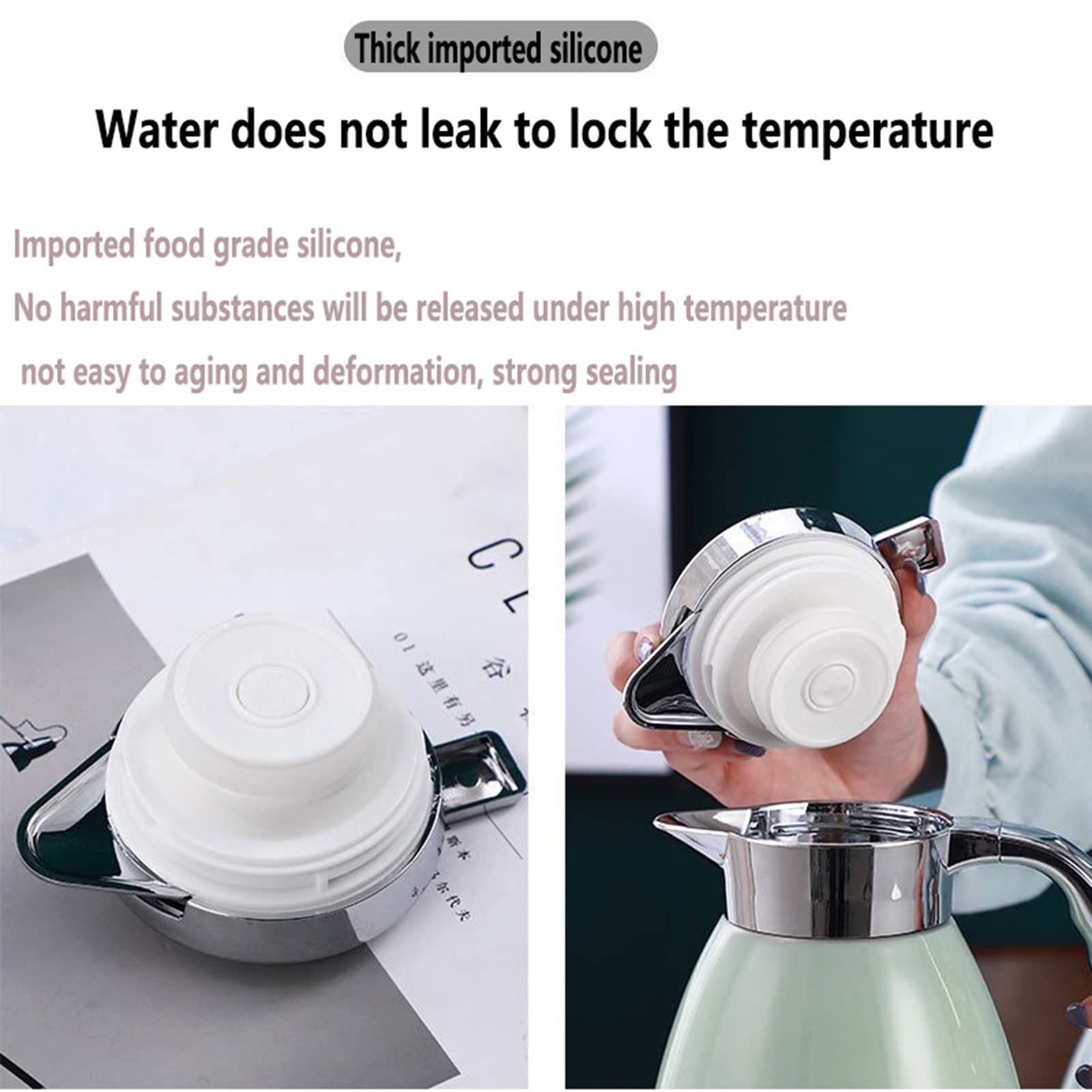 Dzbanek próżniowy, podwójne ścianki termosu próżniowe izolowane kawa herbata Carafe 304 Stal nierdzewna Podwójna ściana Próżniowa pula do kawy Thermal Carafe, 12 godzin retencji ciepła,Blue,1.8L