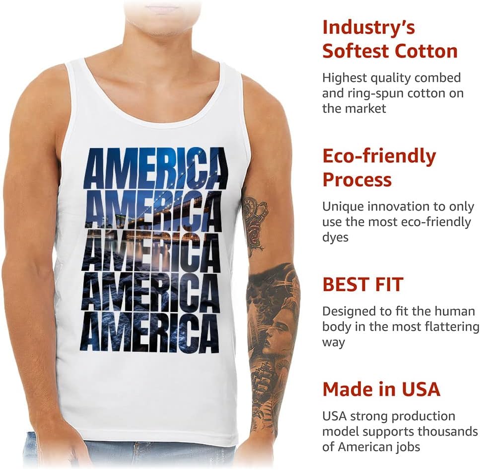 America Tank - Brooklyn Bridge Workout Tank - New York Jersey Tank