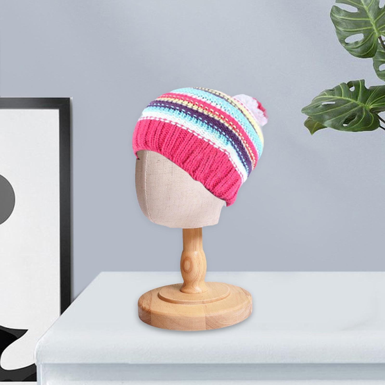 Supporto per Parrucca per Testa di Manichino per Bambini con Base in Legno Staccabile, Porta Cappelli per Salone, Uso Personale, Centro Commerciale, 46 cm