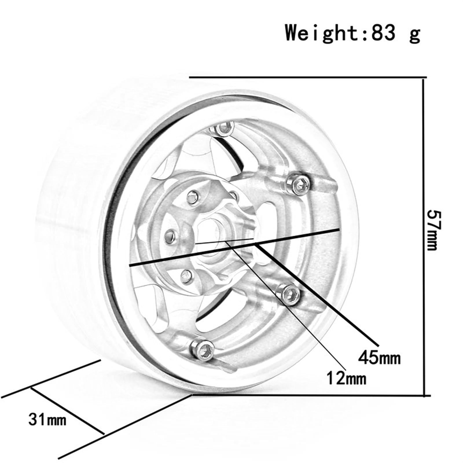 Rc Car Pneumatici Compatibile Con Traxxas Per TRX4 SCX10 Per Axial 4PCS 1.9 Ruote Beadlock In Lega Cerchioni Mozzi RC Modello Di Auto Pneumatici 1/10 Crawler Auto(Color2)