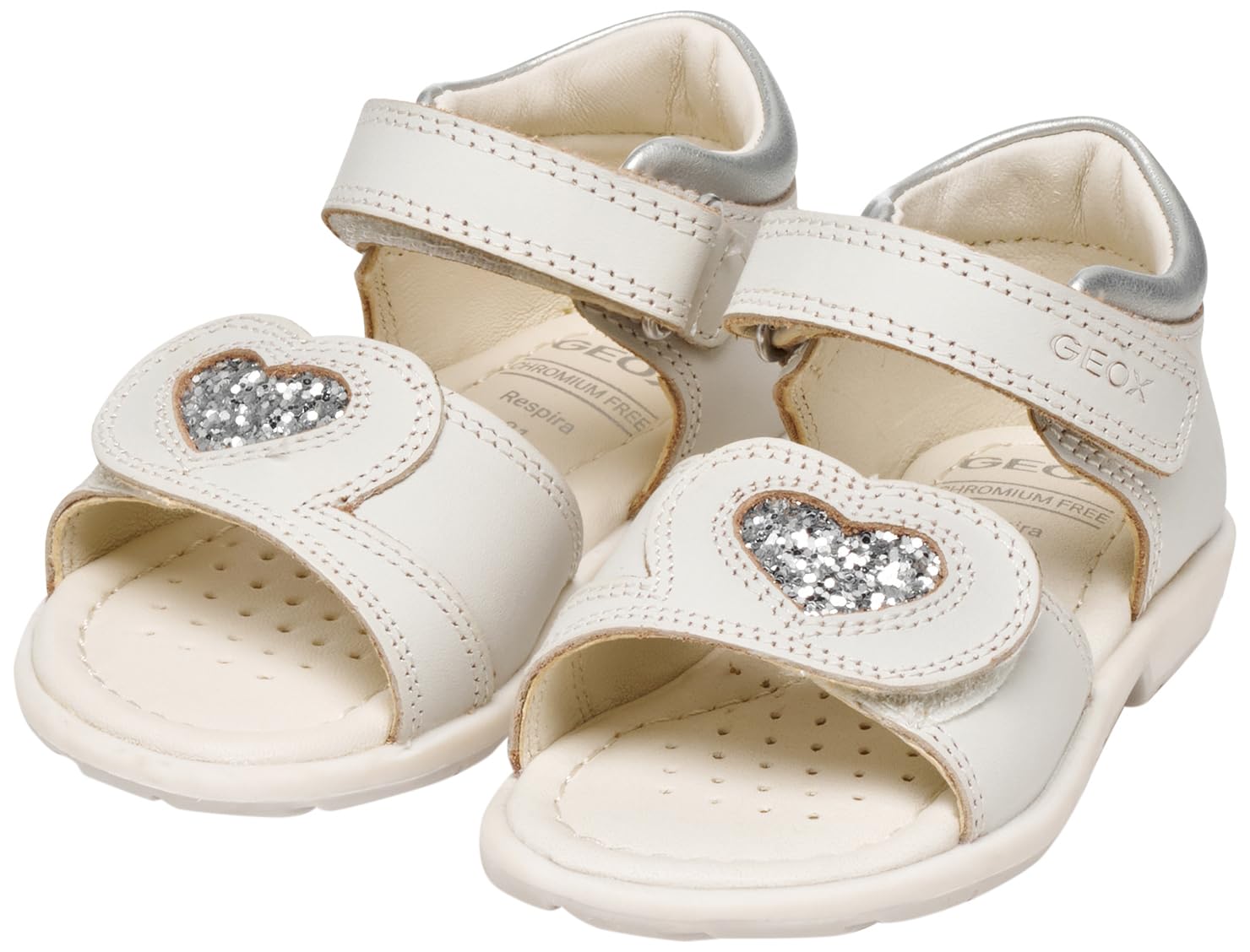 Geox B VERRED B - Sandalo Baby - Madchen, White/Lt Silver,