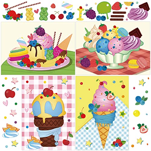 24 Sheets Make Your Own Stickers Ice Cream Party Games Mix And Match Dessert Decals Favor Supplies For Kids Diy Ice Cream Stickers For Birthday Party Games Ice Cream Decals For Gift Festival Rewards #TOP16