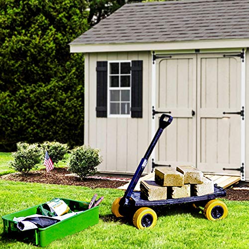 Mighty Max Cart - Adjustable Length Utility Wagon - Includes Tub & Interchangeable Accessories - Compact Easy Storage Pull Cart - All Terrain Wheels (Multi-Purpose Green on Yellow)