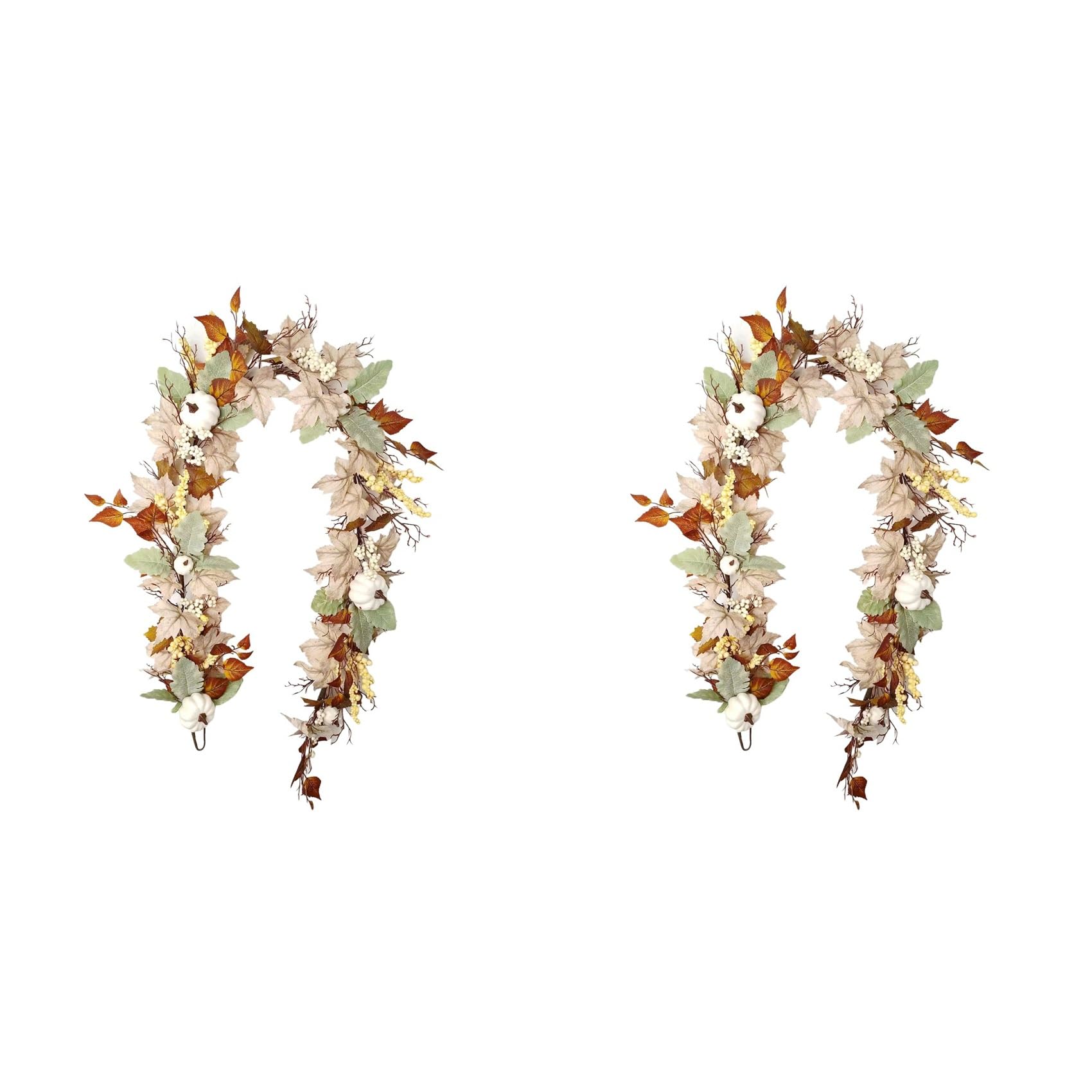 Vjsujehgy 2X Fall Decor - Fall Garland -6Ft Autumn Leaf Pumpkin Berry Garland - Fireplace Thanksgiving Halloween Harvest