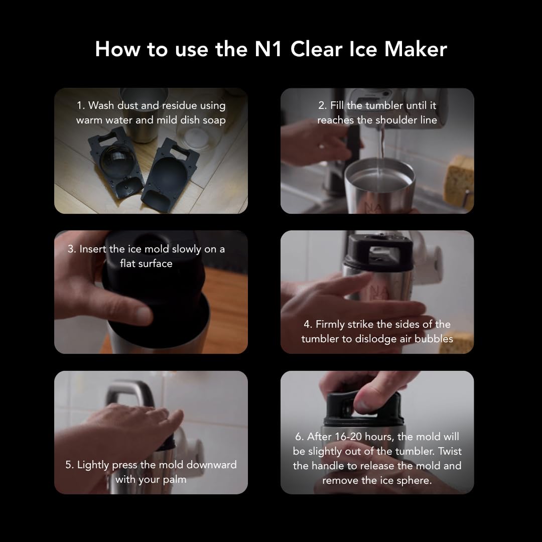 NAISU Kristallklare Eiskugelform, 6,3 cm, perfekt für Whiskey, Cocktails und Bourbon, klare Eisform, direktionales Einfrieren, Geschenke für Männer