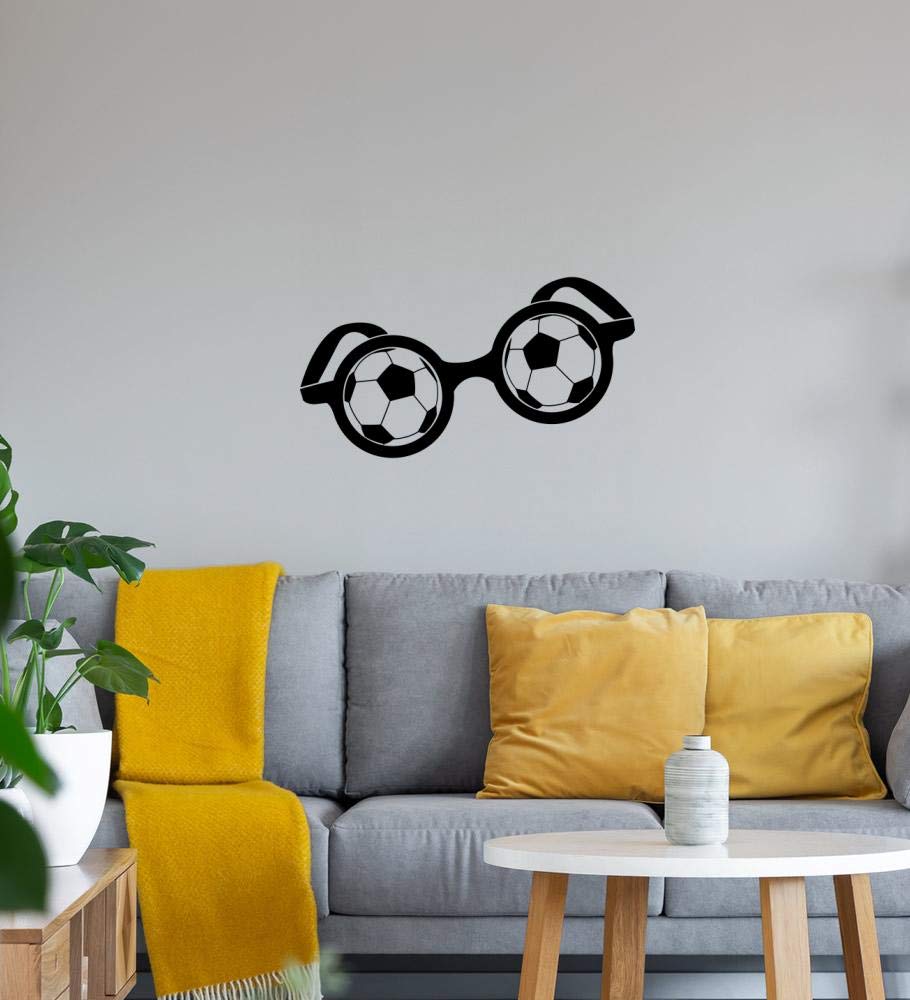 Shirt84.de - Adesivo da parete con occhiali da calcio, 84 x 46 cm
