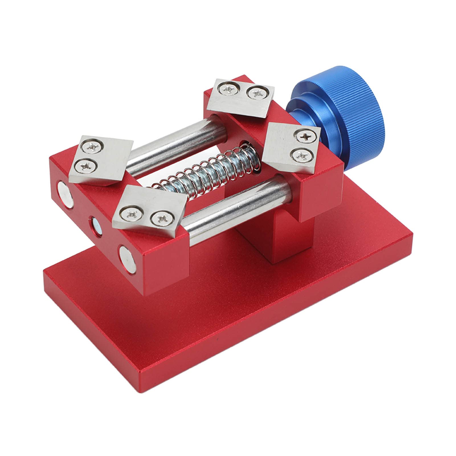 Herramienta para quitar bisel de reloj, herramienta de reparación de relojes de acero inoxidable con 4 cuchillas endurecidas y resorte de compresión fuerte, abridor de bisel a (Roja)