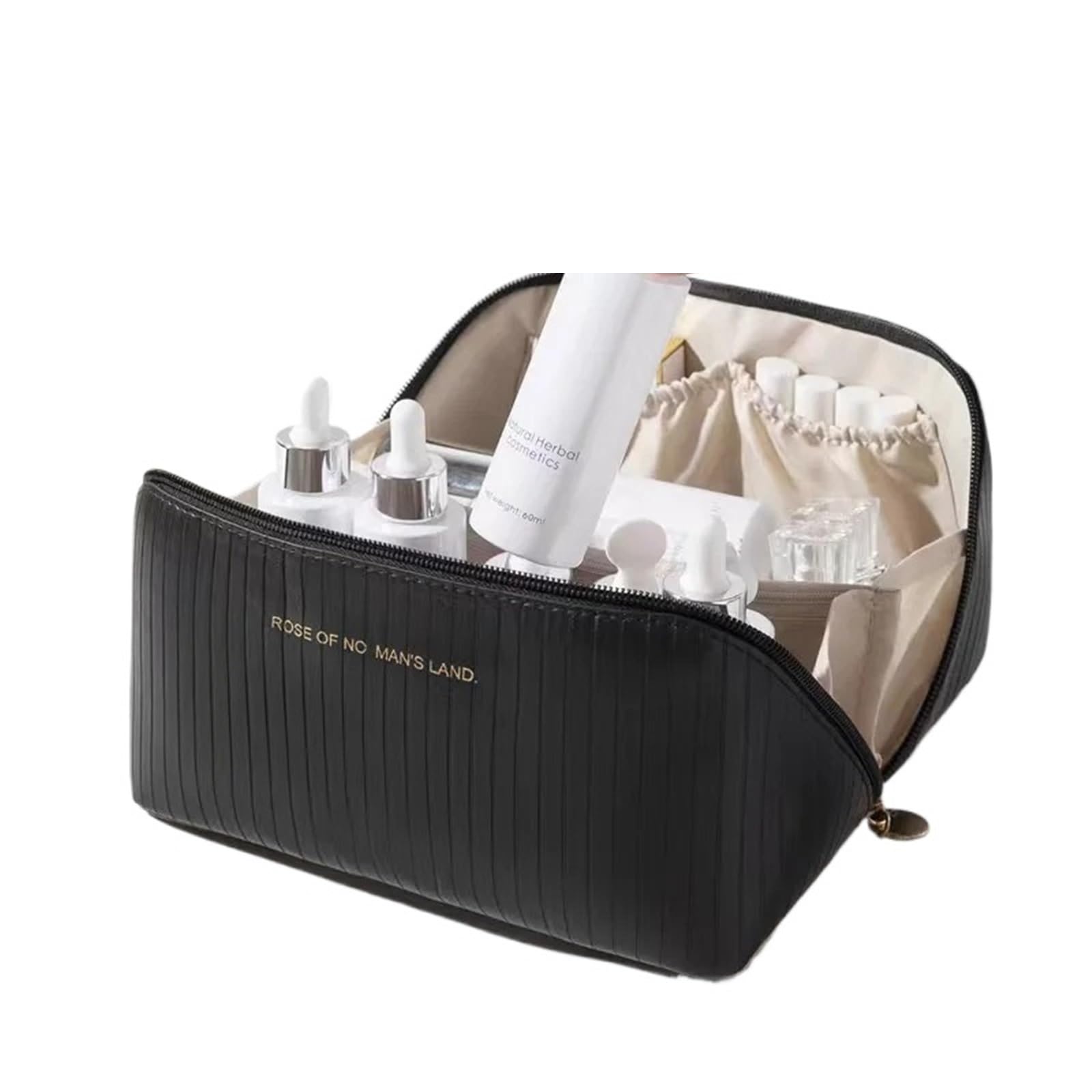 DVMSIEF Makeup Bag Leather Travel Cosmetic Bag Organizer