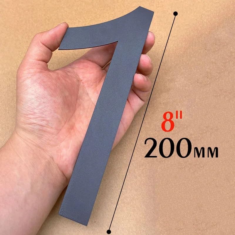 Numerazione Porte Numero civico Galleggiante in Acciaio Inossidabile da 20 cm, Grande Cartello Stradale da 8", Numero civico for Porta Esterna(8)