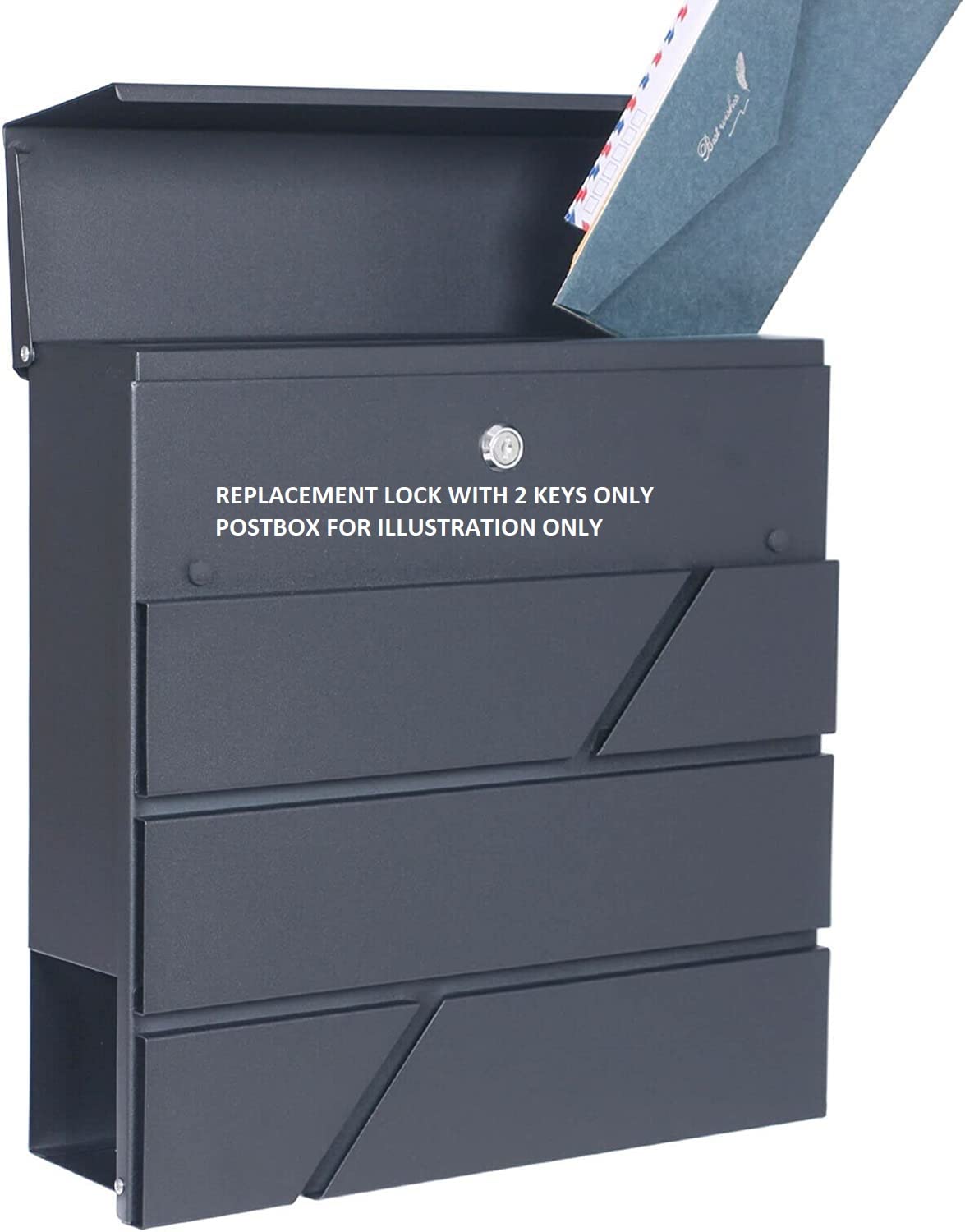 Dwd Grey Dwd® ** Replacment Lock And Keys Only** Postbox, Sleek Modern Wall-Mounted Lockable Large Post Letter Box, Trendy Anthracite With Newspaper Slot, Weather Resistant Concealed Post Slot
