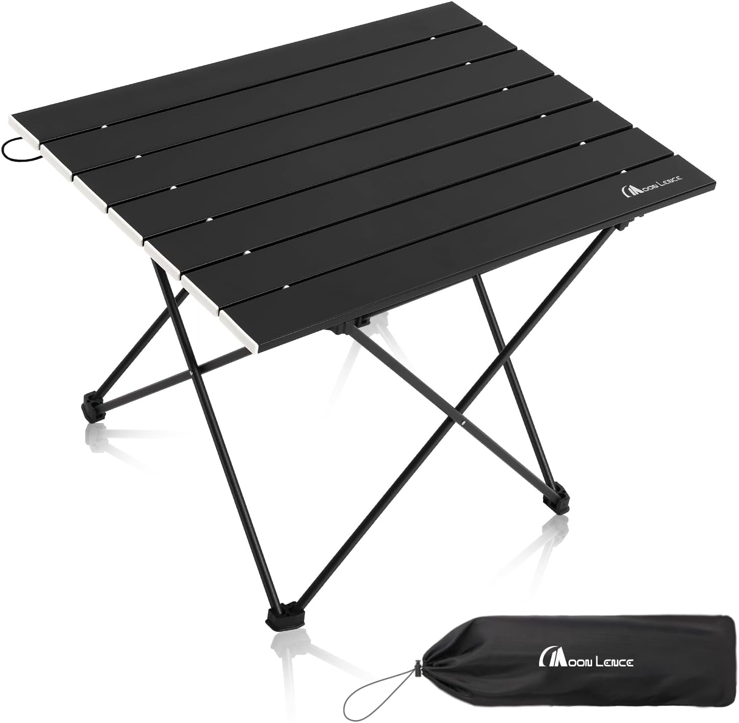 MOON LENCE Folding Outdoor Aluminum Camping Table Portable Ultralight Compact Backpacking Travel Table for Beach, Picnics, Hiking (Black, Medium) Midnight Black Medium
