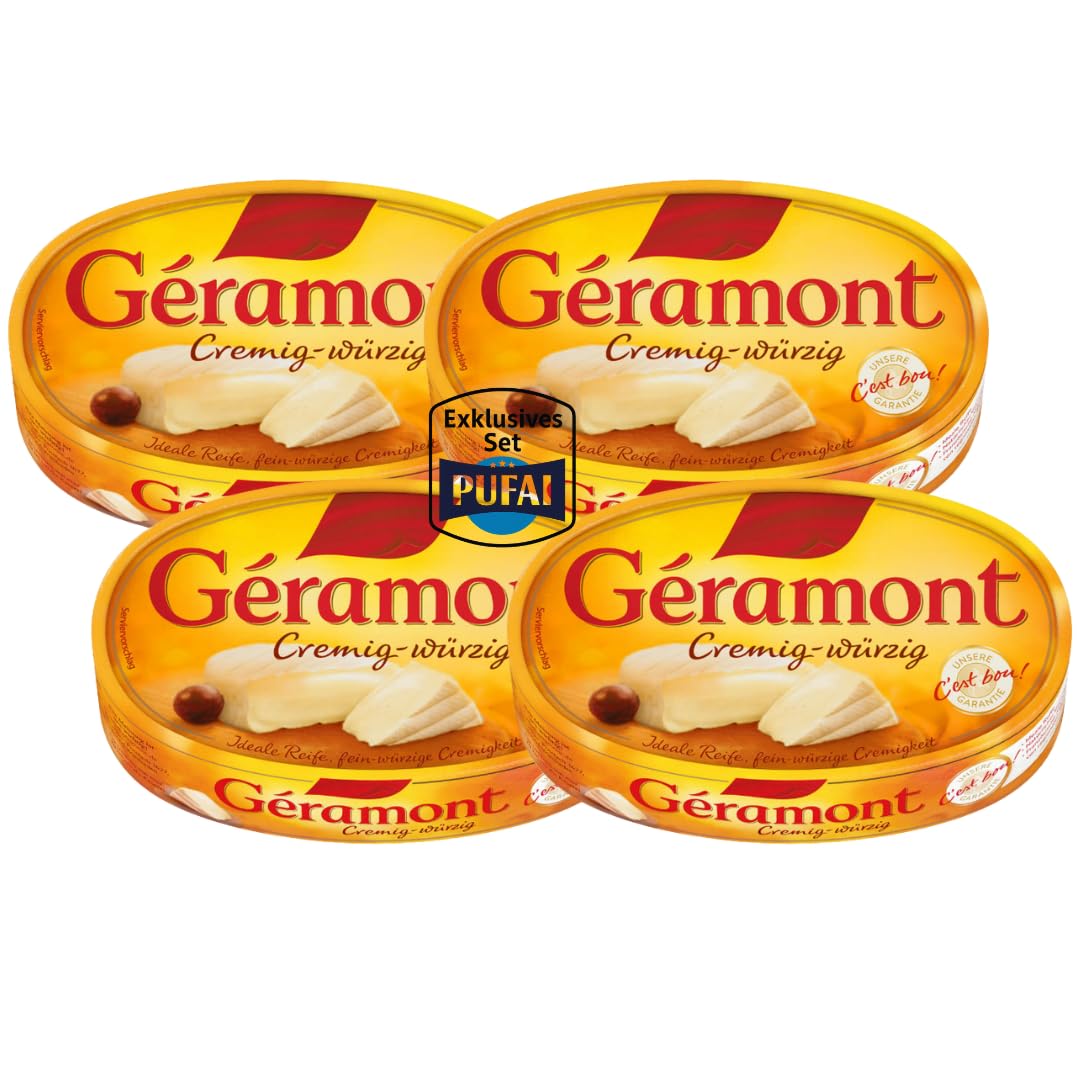 Géramont Weichkäse cremig-würzig – 200 g, 4er Pack | Französische Käsezubereitung aus Kuhmilch | Intensiver Geschmack & zarte Textur