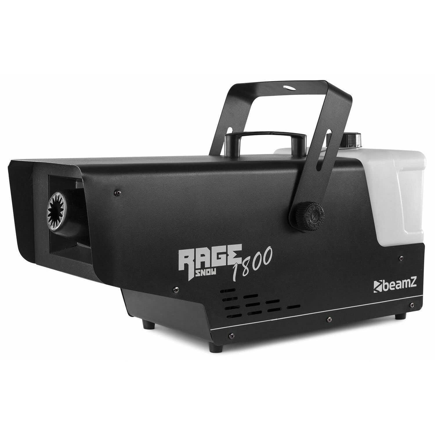 BeamZ RAGE1800SNOW Schneemaschine 1800 Watt Schnee Maschine mit Fernbedienung, Snow Machine, DMX, Timer, mini Schneekanone Garten, Apres Ski Party Gadget, Winter Simulation