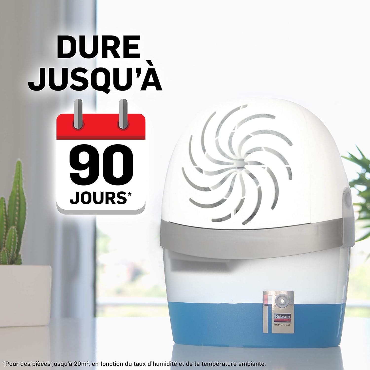 Rubson – Lot de 2 absorbeurs d'humidité AERO 360° Pure (2 appareils + 2 recharges) – Assainisseurs et déshumidificateurs d’air pour pièces de 20 m² – Recommandé par l'AFPRAL