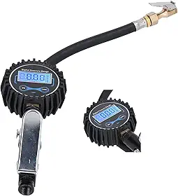 Dioche Medidor Digital de Inflador de Pneus 300PSI Com Display LCD - Manômetro para Carros, Motocicletas e, Suporta Quatro Unidades, Fácil Calibração
