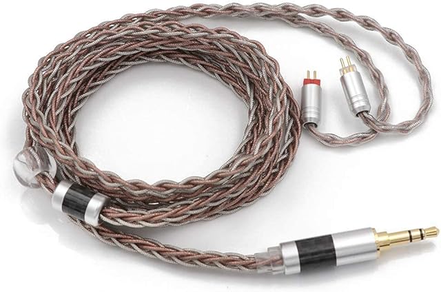Linsoul TRIPOWIN C8 8-Core Silver Copper Foil Braided Earphone Replacement Upgrade Cable, Tinsel Silver Copper Wire for KZ ZSN Pro, ZS10 Pro NF2u, QDC IEMs (With Mic, 3.5mm Plug, 2 pin 0.78mm)