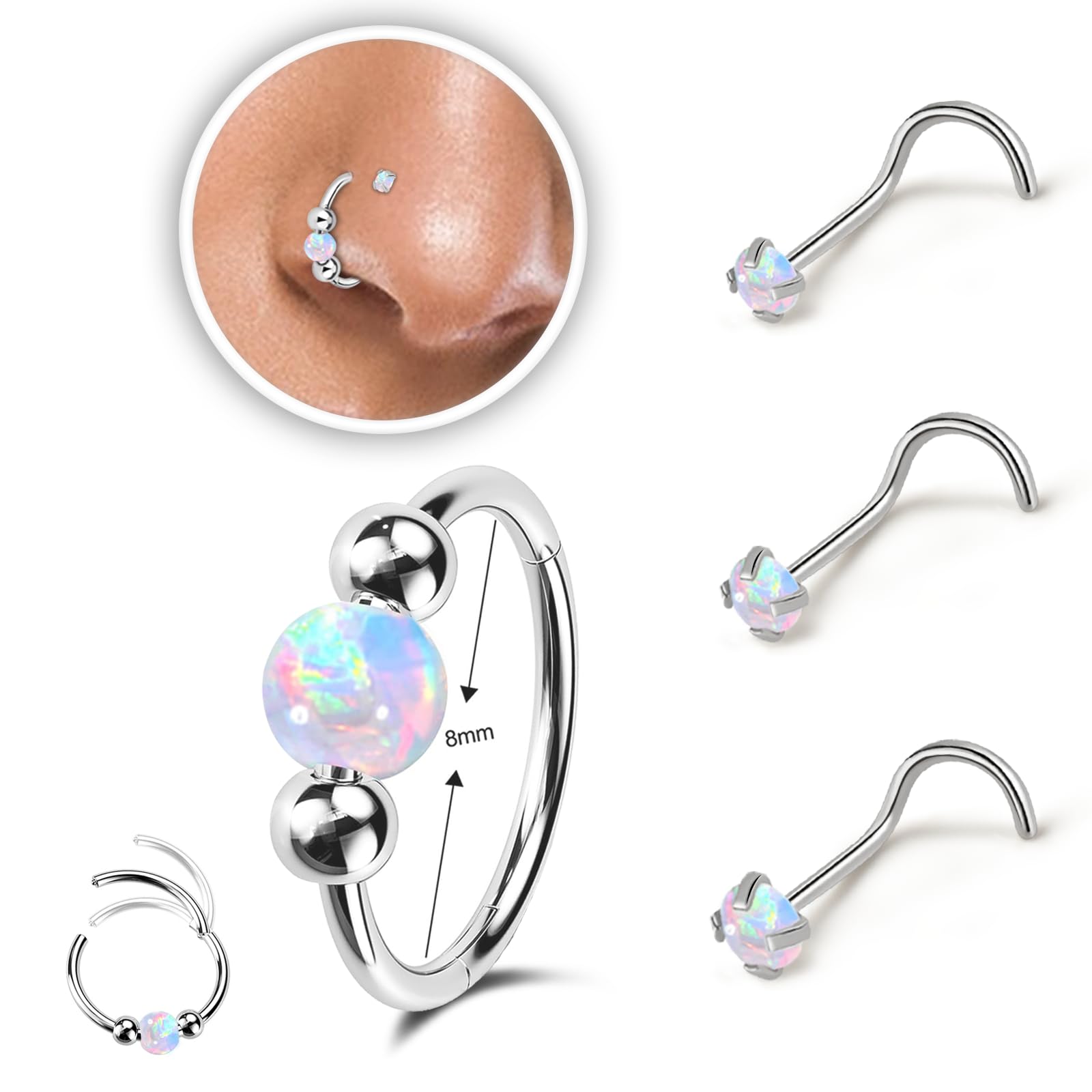 4PCS Opal Nose Ring studs