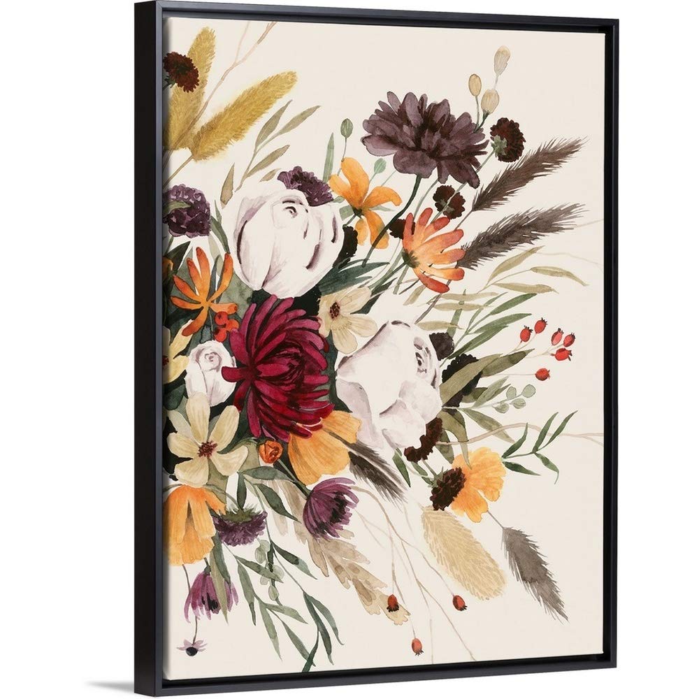 Equinox Bouquet II Black Float Frame Canvas Art, Floral Artwork