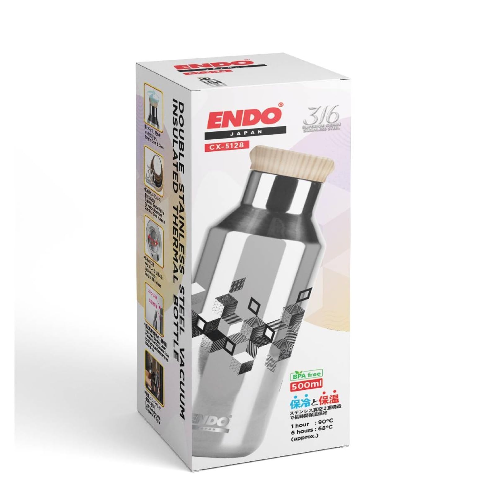 Endo CX-5128 Double Stainless Steel Bottle, 500ml : Amazon.sg: Home