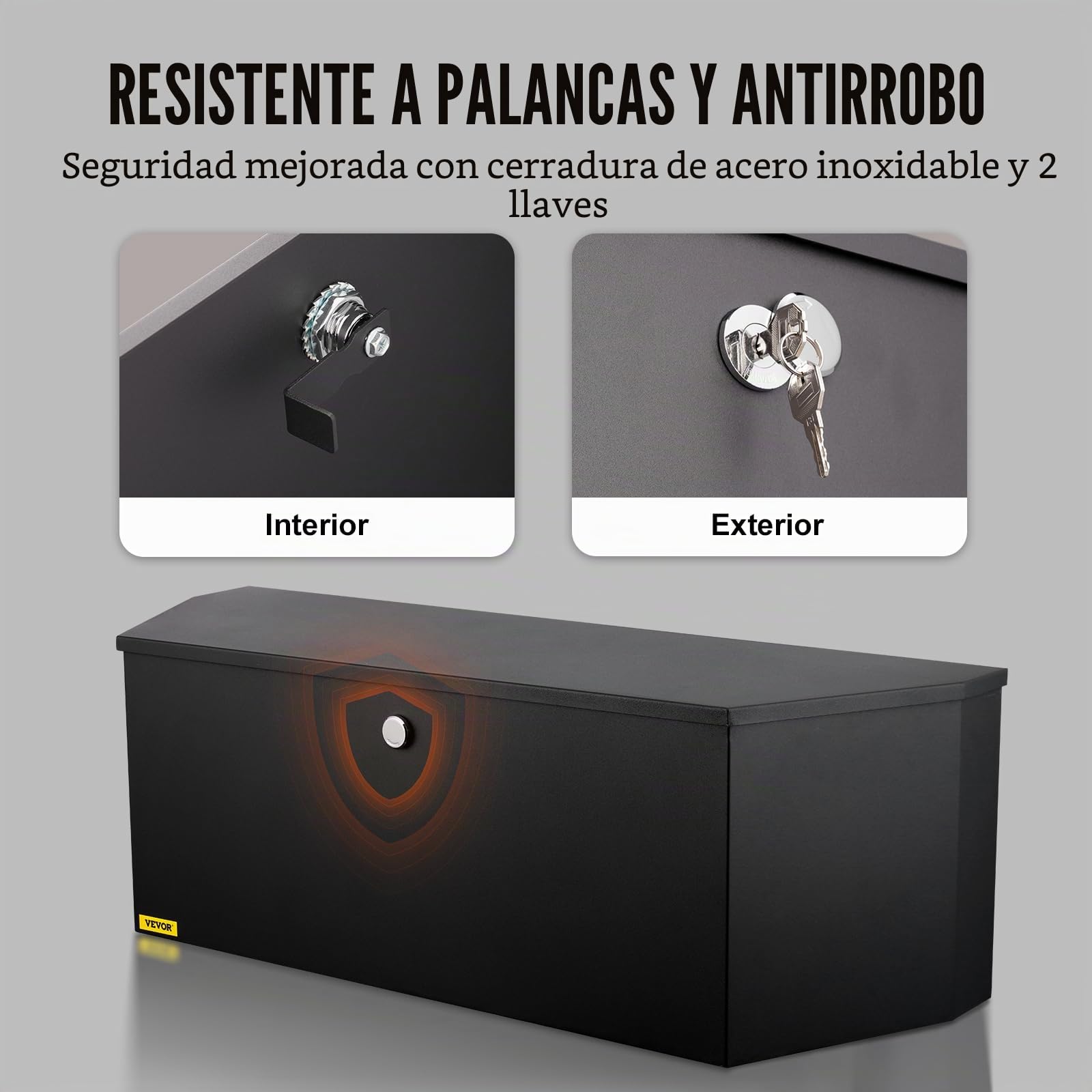 VEVOR Caja de Herramientas para Remolque Caja de Herramientas 914 x 305 x 305 mm para Remolque de Acero al Carbono Resistente con Cerradura y Llaves Resistente a la Intemperie para Mudanzas