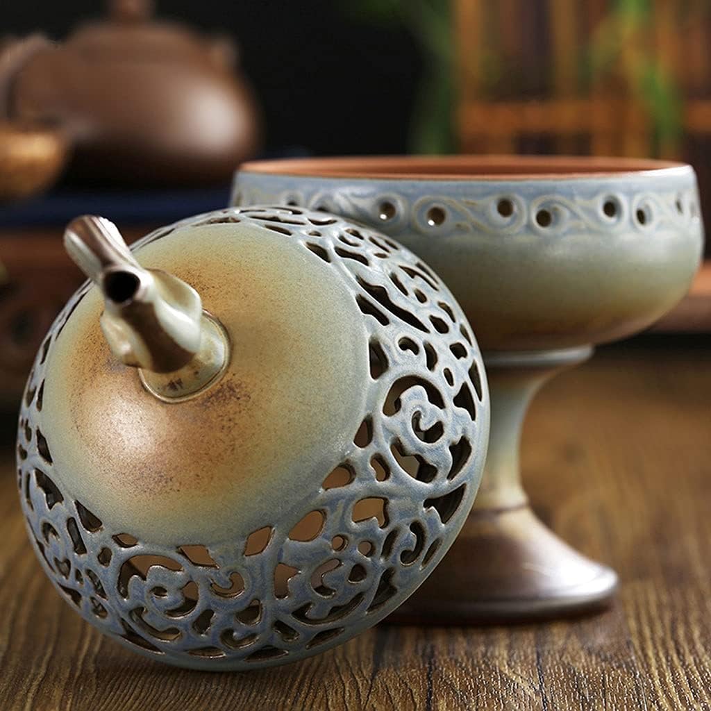 Incense Holder Incense Burner China Retro Ceramic Incense Burner Household Indoor Small Incense Burner Tall Incense Burner Suitable for Pan Incense Incense Burner