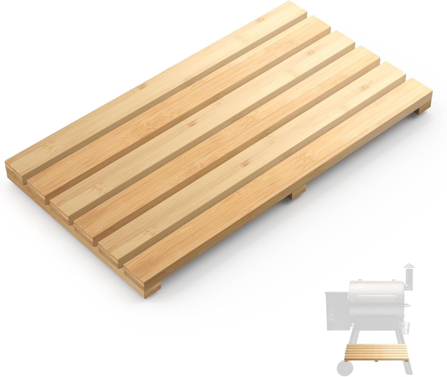 MOSKER Pellet Grill Storage Shelf Compatible with Traeger Pro Series 22 Pellet Grills Accessories, Bamboo Grill Bottom Shelf for Traeger Pro 575 Smoker Grill Accessories Storage Shelf