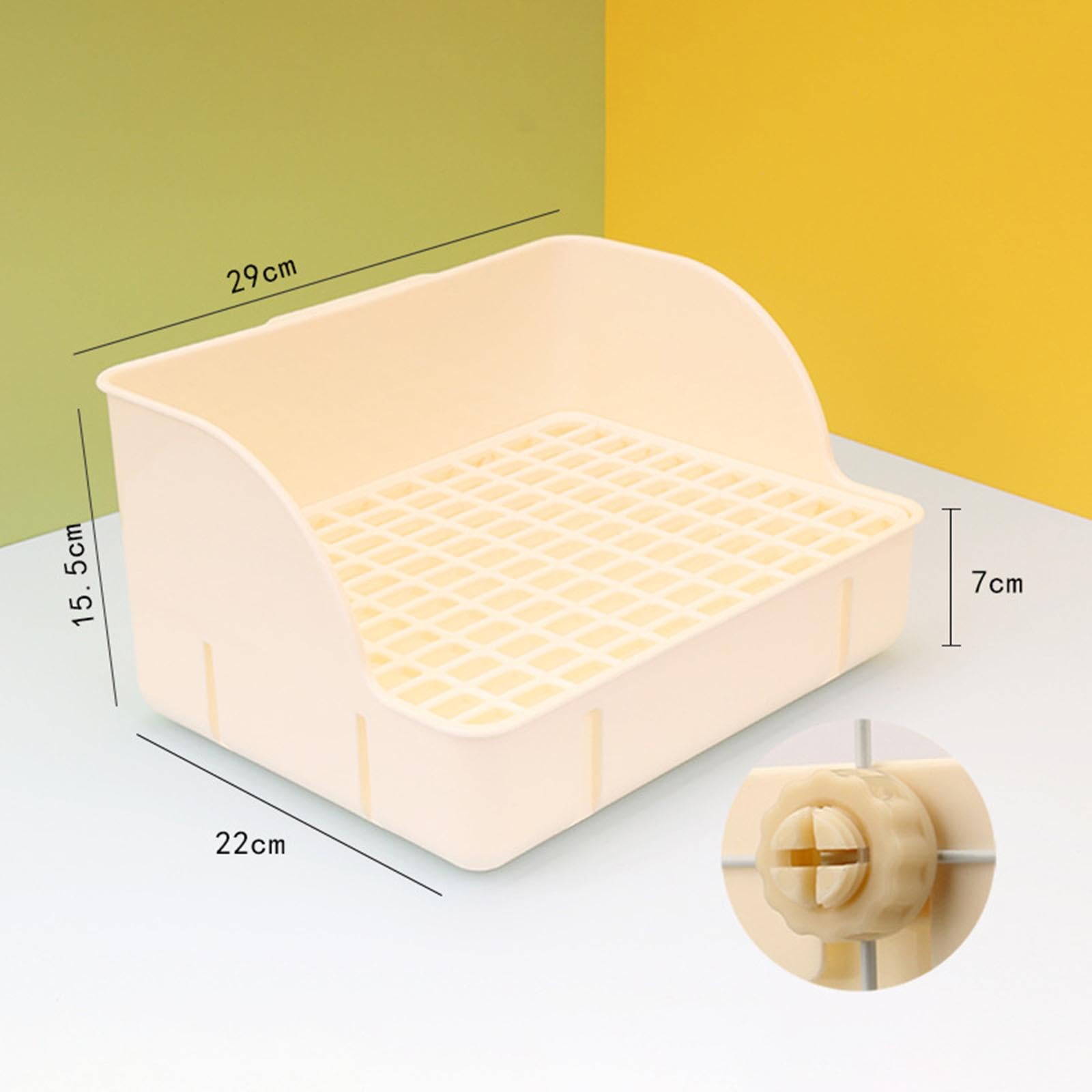 Kaninchentoilette Ecktoilette Trainingsbox Kleintierkäfig Streubox mit Pflegeleichtem Pp Gitter Und Komfortabler Reinigung für Kaninchen Meerschweinch, weißes PP-Netz