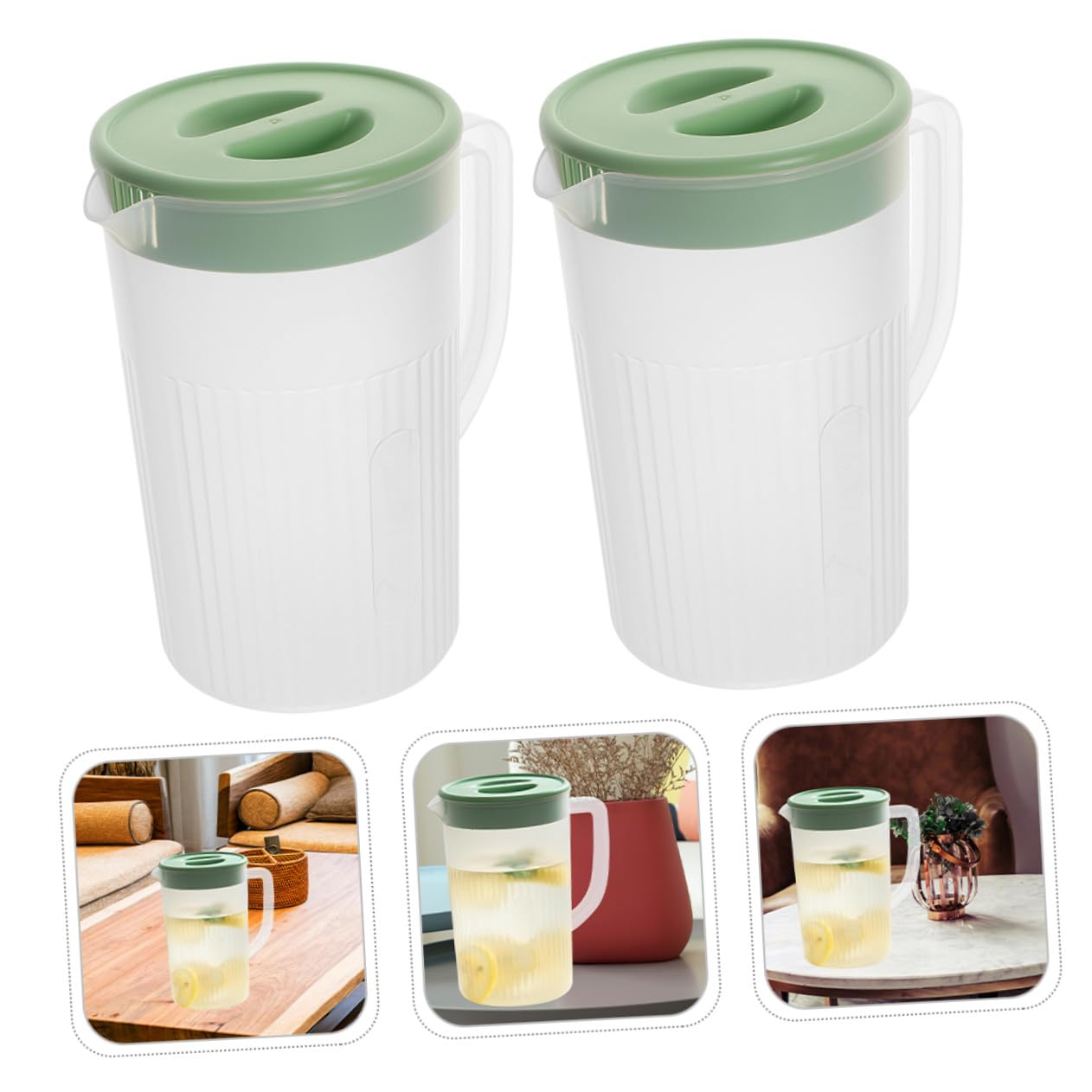 Cabilock 2piezas Jarra de Agua de Plástico Unidades con Tapa para Nevera Resistente al Calor para Té Limonada Helado y Bebidas Frías