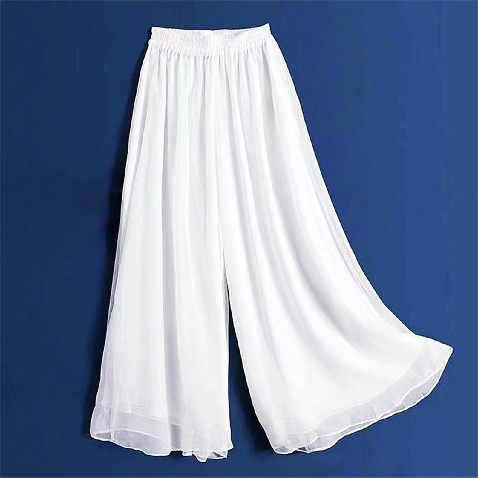 Pantalones de Entrenamiento de Danza Pantalones De Pierna Ancha De Gasa For Mujer, Pantalones De Yoga, Pantalones De Bailarina, Ropa De Práctica De Baile De Dos Capas, Pantalones De Baile Sueltos(Blac