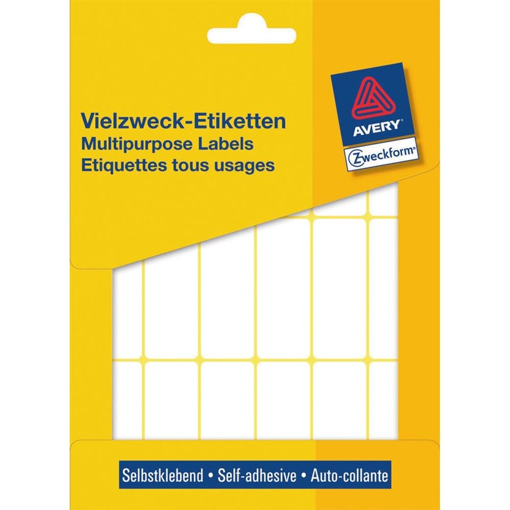 Avery Zweckform 3327 samoprzylepne etykiety do gospodarstwa domowego (50 x 19 mm, 486 naklejek na 27 arkuszach, uniwersalne etykiety do domu, szkoły i biura, do opisywania i oznaczania), kolor biały