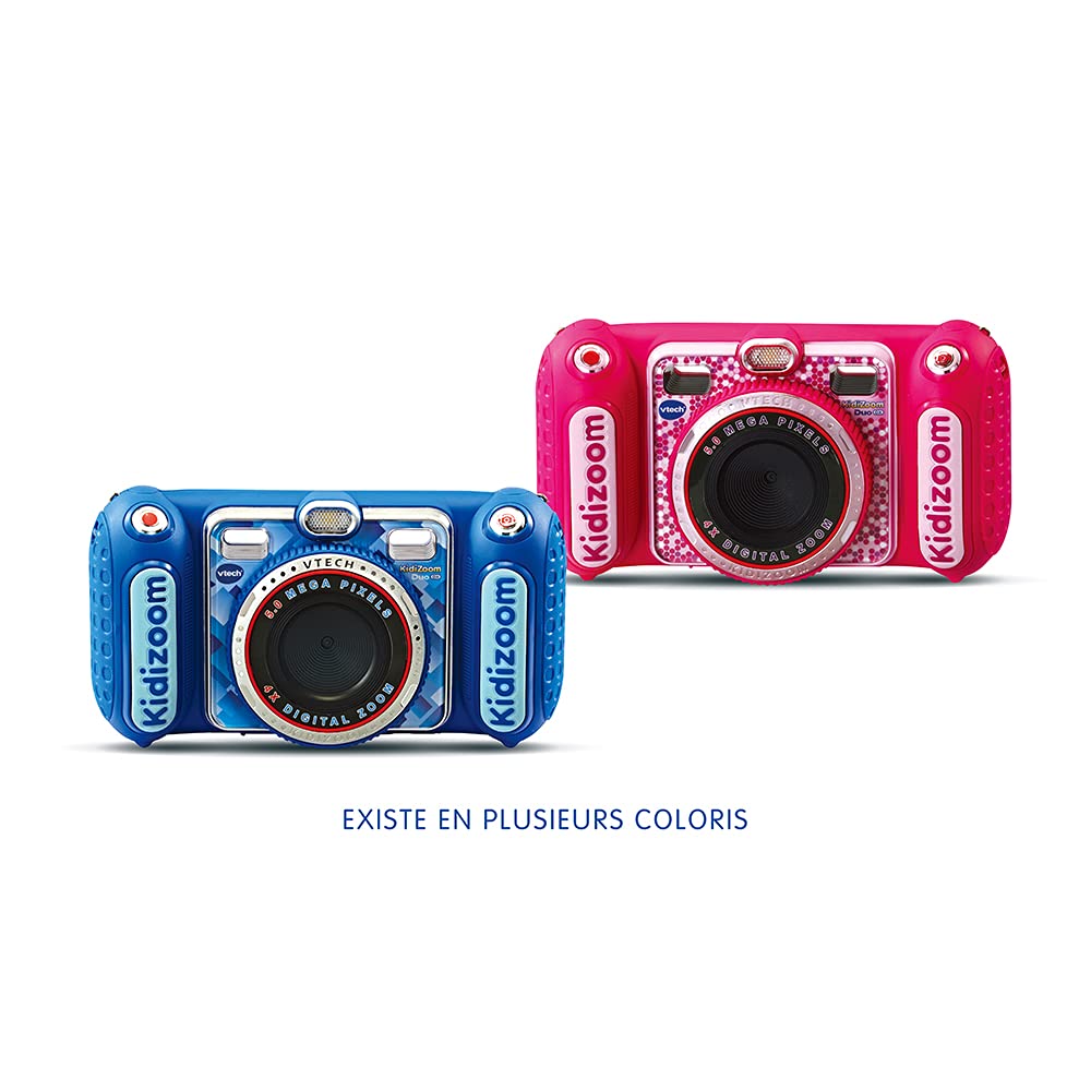 VTech - KidiZoom Duo DX Rose, fotocamera digitale per bambini 10 in 1, foto, selfie, video, schermo a colori, lettore MP3, cuffie audio, regalo per bambini dai 3 anni ai 12 anni - Contenuto in