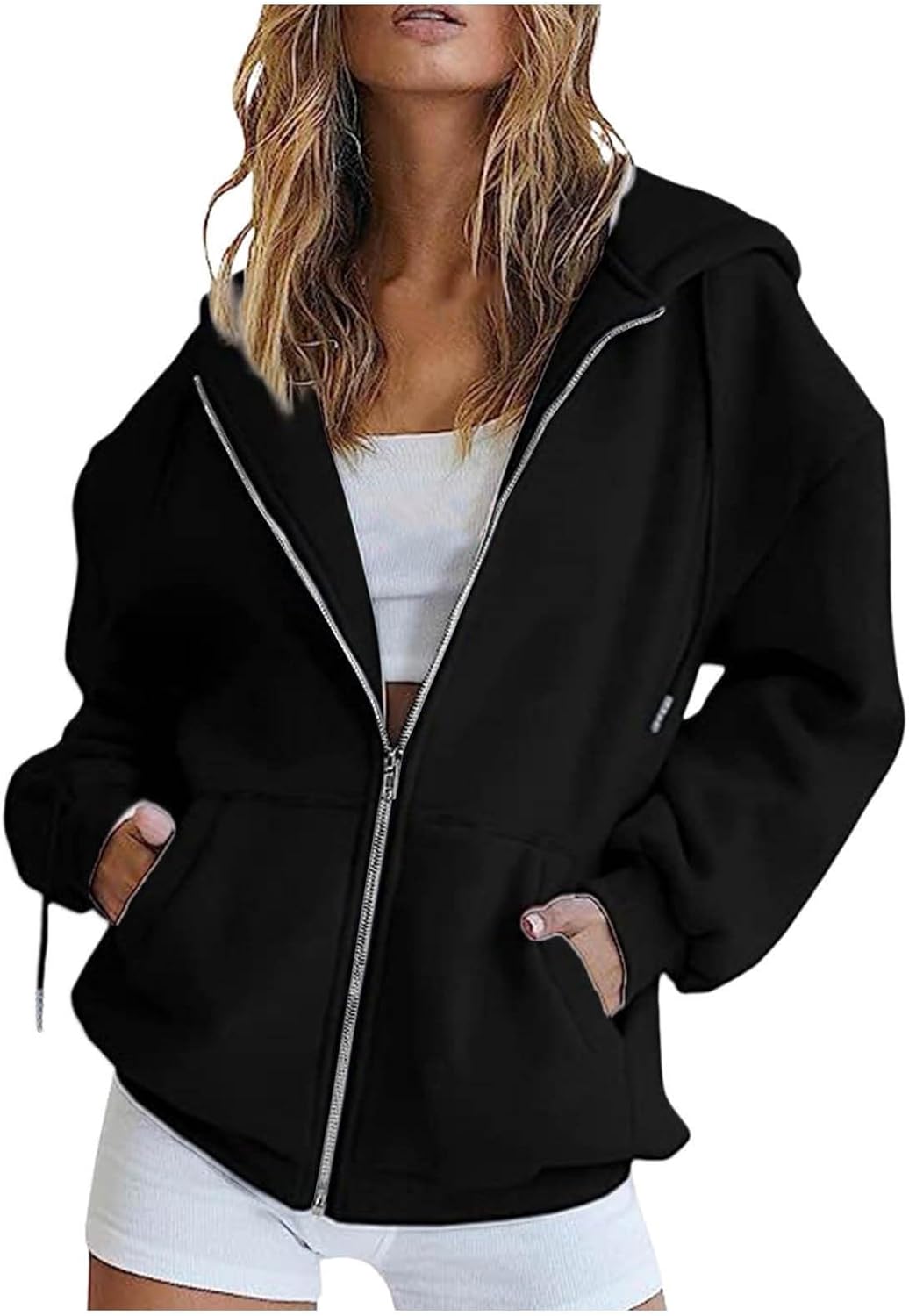 Zip Up Hoodie Women Oversized Fall Fashion Long Sleeve Hooded Sweatshirts Casual Y2K Jacket 2025 Winter Clothes