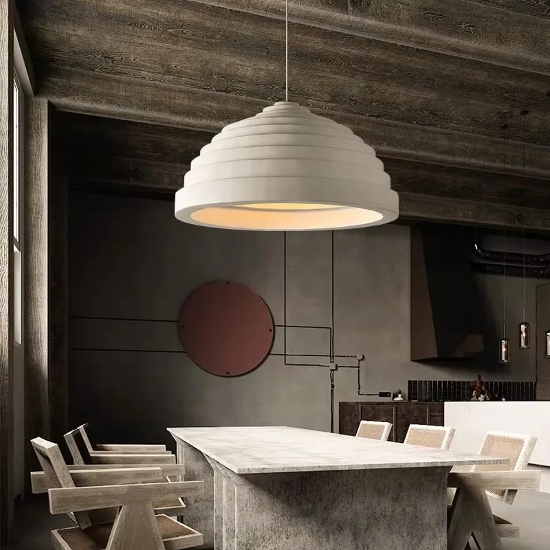 Generico Lampadari, Lampada a sospensione da ristorante in stile terrazzato Tavolo pranzo creativo Crema Negozio Illuminazione Decor Lampadario in resina(D60CM,White Light)