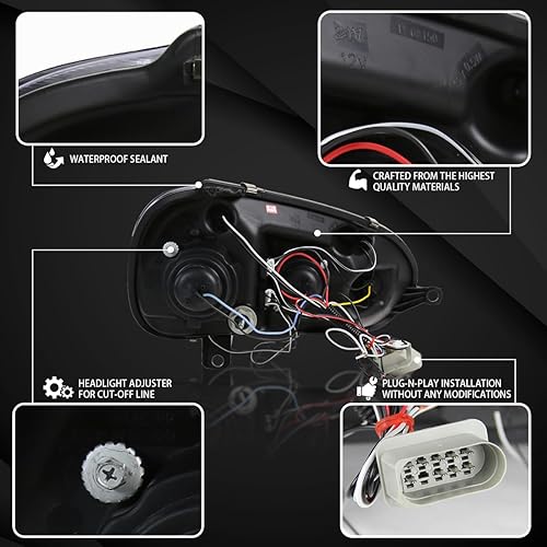 Miniatura 4 de Autozensation Compatible con Volkswagen Golf MK5  Rabbit 2006-2008, Volkswagen Jetta 2006-2010, conjunto de faros delanteros izquierdo + derecho,
