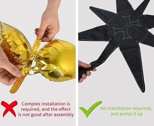 Miniatura 3 de TONIFUL 4 globos 4D enormes de estrella negra de 22 pulgadas, globos de aluminio de Mylar de estrella explosión para suministros de fiesta, telón de