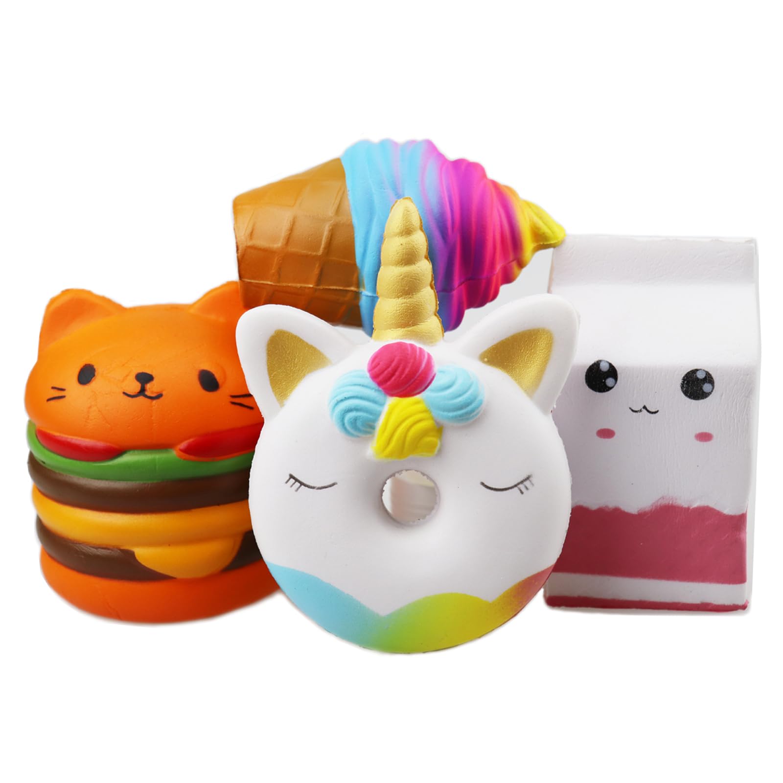 ZYDTRIP 4 Pieces Squishy Toys, Squeeze Stress Squishies Slow Decompression Cream Scented Gift for Kids Adults