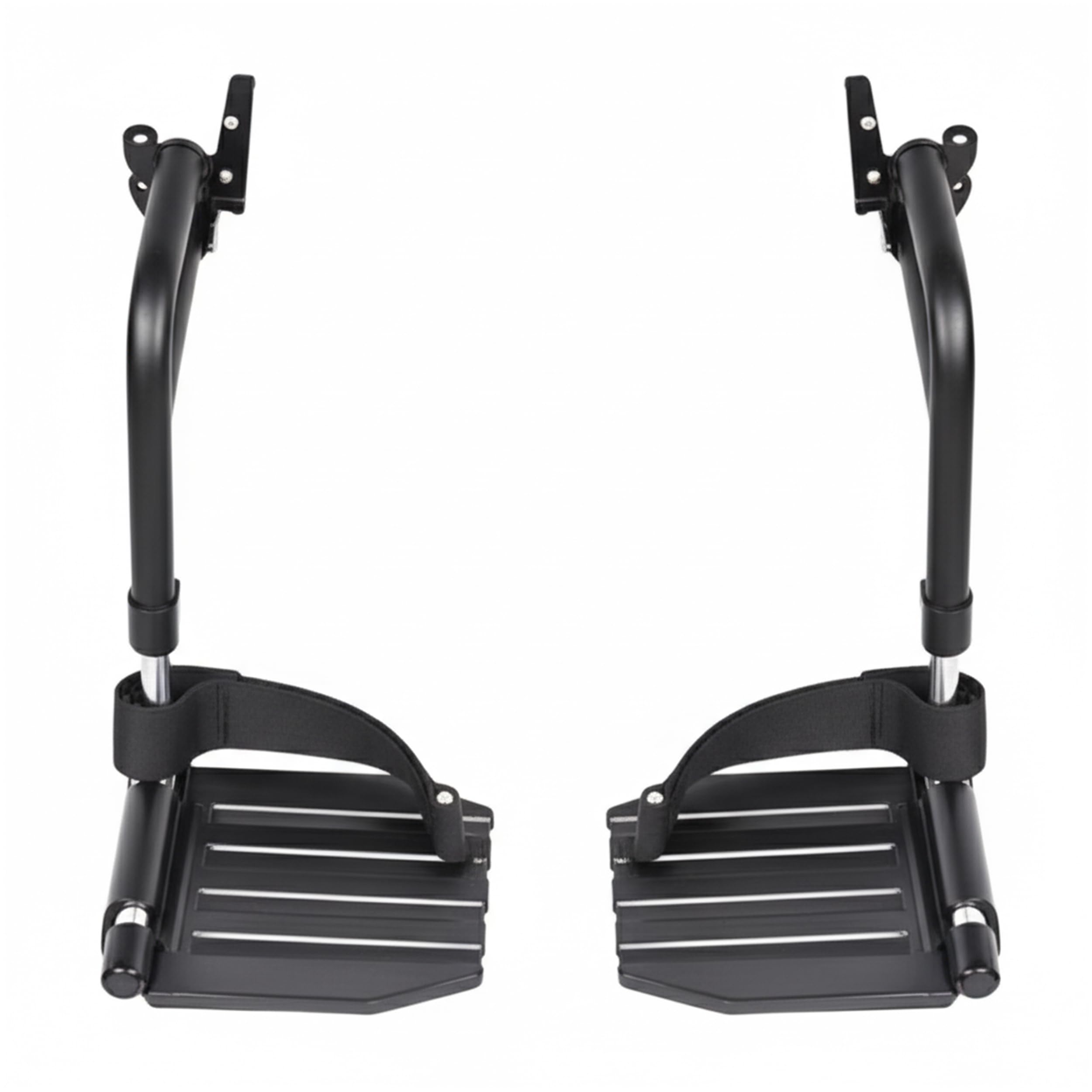 Healthline Wheelchair Swingaway Legrest Footplates with Heel Loops – Pair (Black) – Fits Select Standard Wheelchairs – Adjustable Length 16.5"–20.5" – Check Compatibility Before Ordering