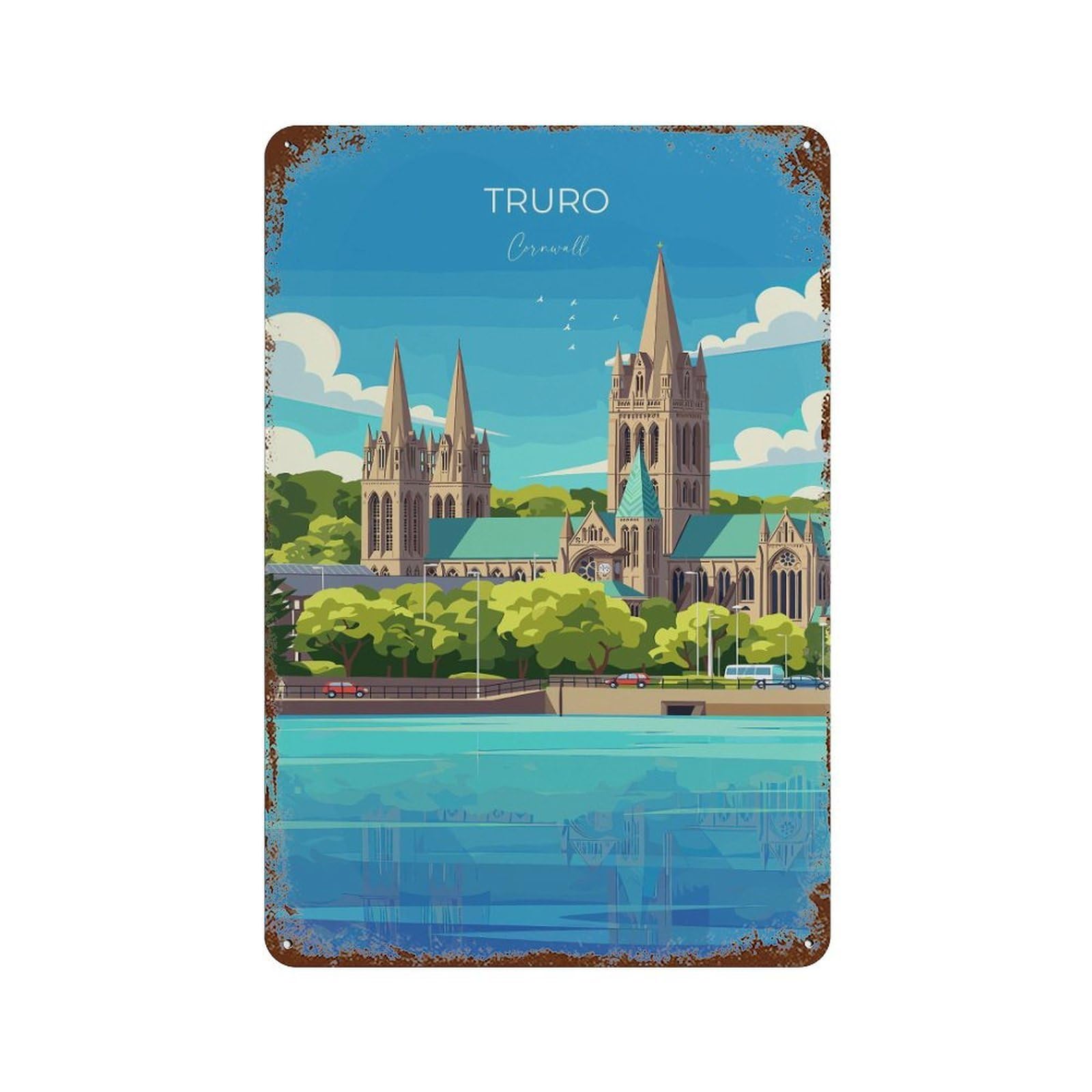 xiaoxiaoshen Truro Travel of England Cornwall Cathedral Lovers Gift Wall Decor Art Metal Tin Poster Modern Home Decor Art Home Bar Shop Decorations Vintage Sign 30x20cm