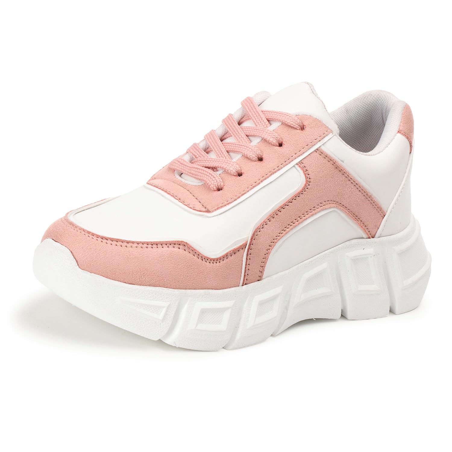 Vendoz Women White Pink High Heel Casual Shoes Sneakers (B0CWYFP2ZV) Amazon Price History, Amazon Price Tracker