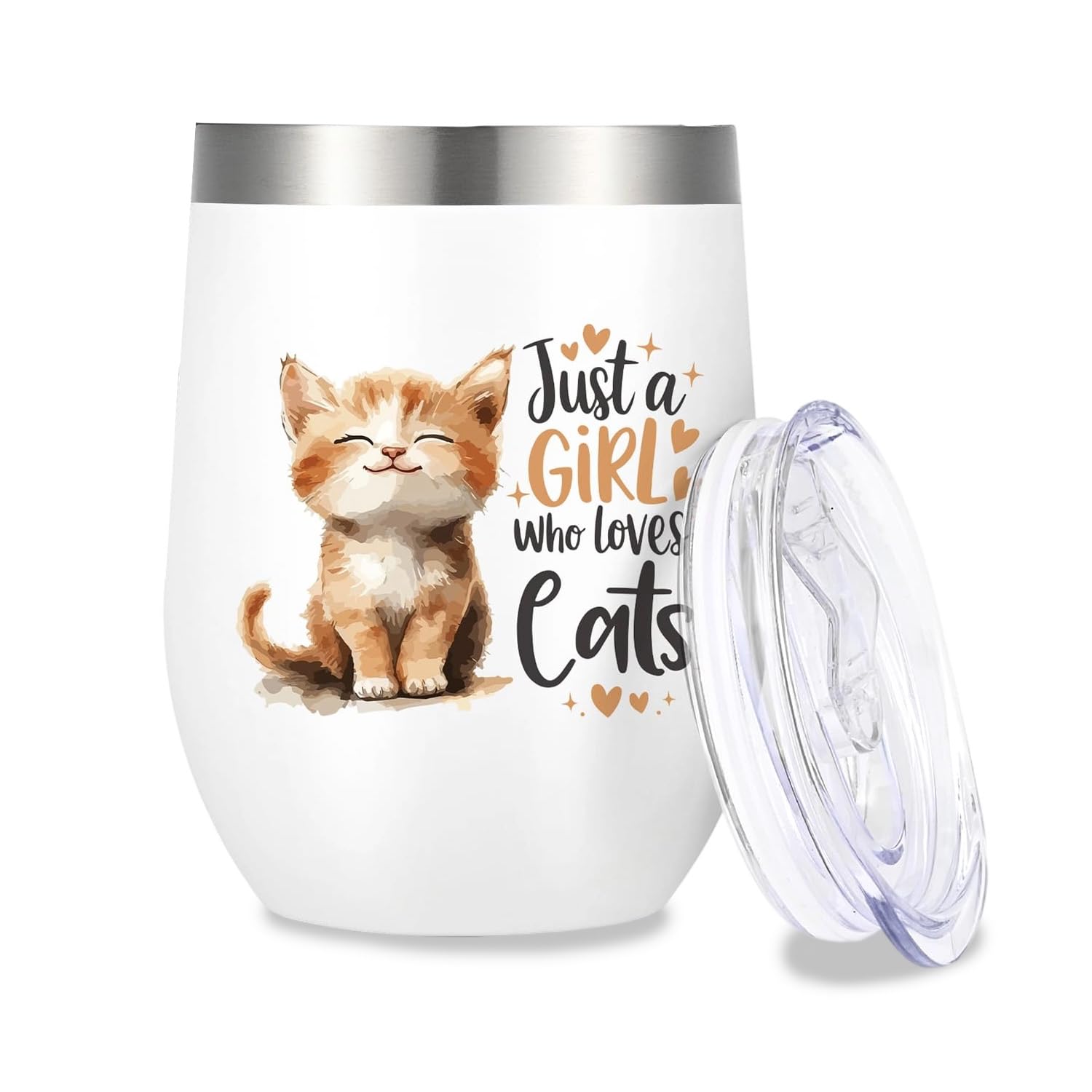 Clyrax Cats Theme Coffee Tumbler, Cat Gifts for Women, Stainless Steel Insulated Tumbler with Patterns and Text, Cat Cup for Child, Teenager, Friend, Colleague, Cats Lover