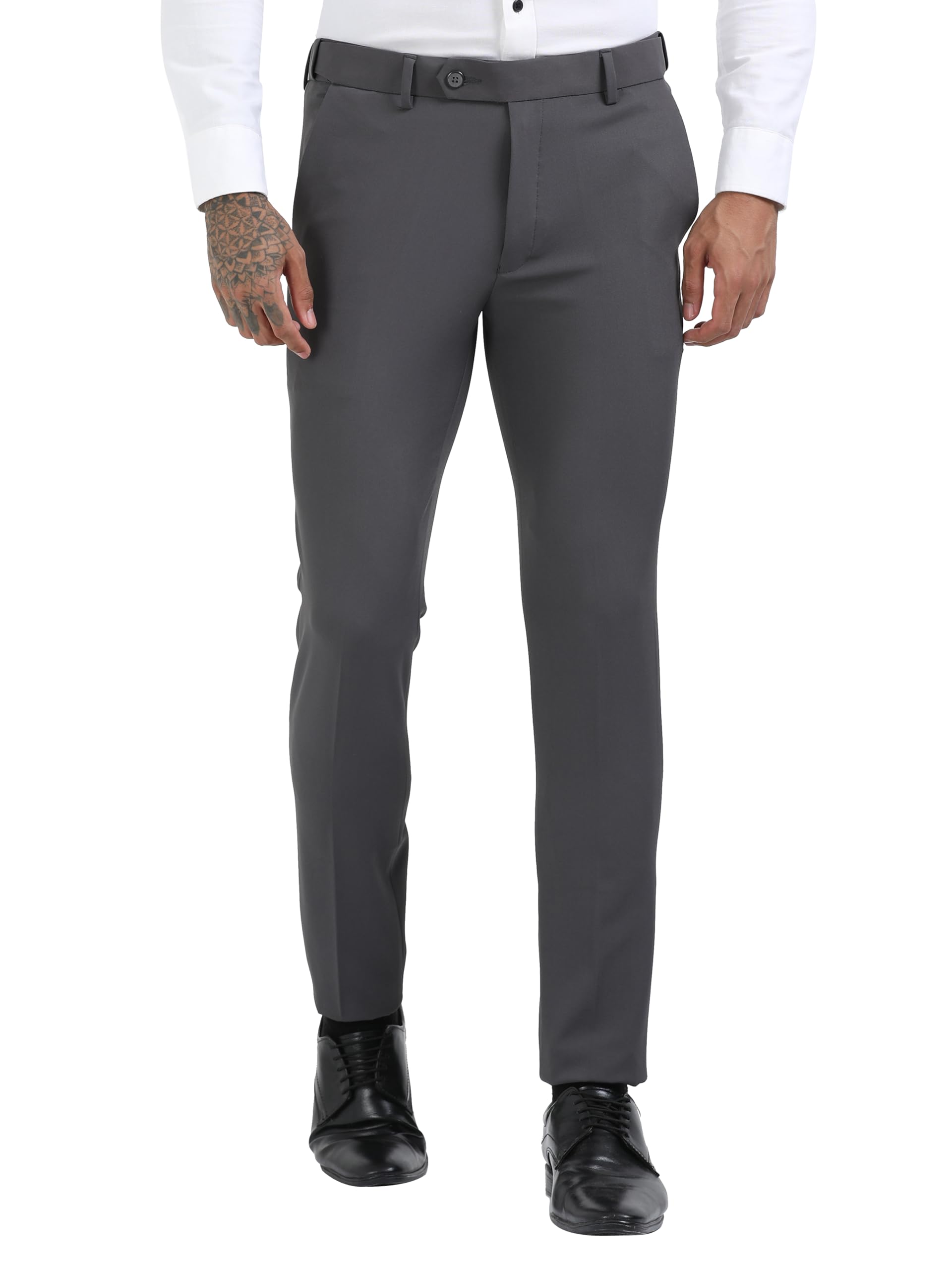 mc henry Men's Wrinkle Free Slim Fit 4 Way Lycra Waist Expandable Elite and Luxurious Formal/Casual Trousers-picture-33